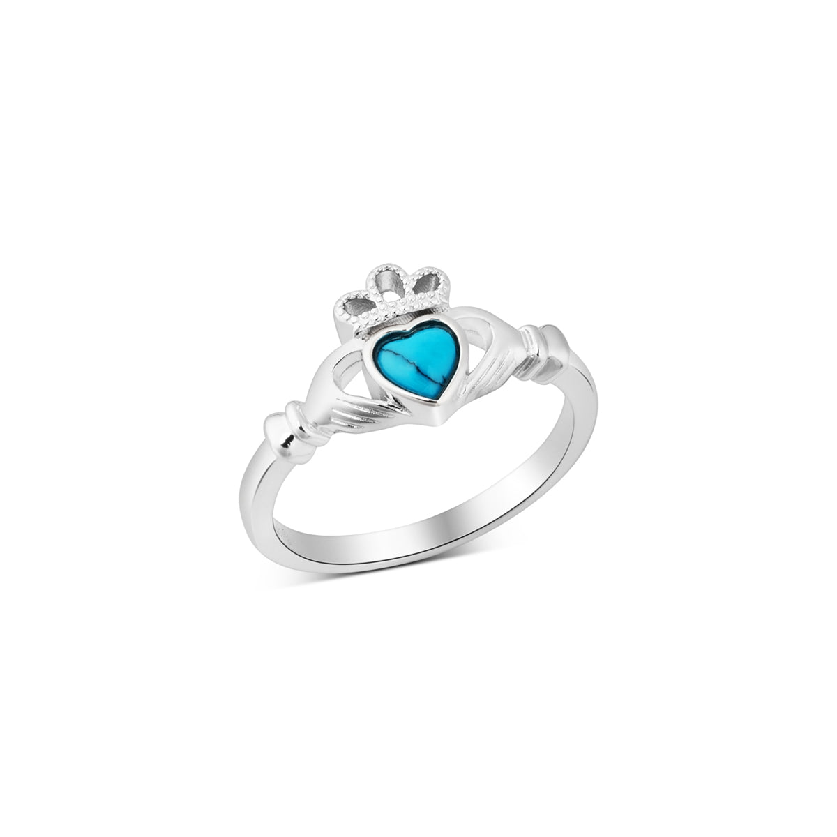 Argento Silver December Turquoise Claddagh Ring
