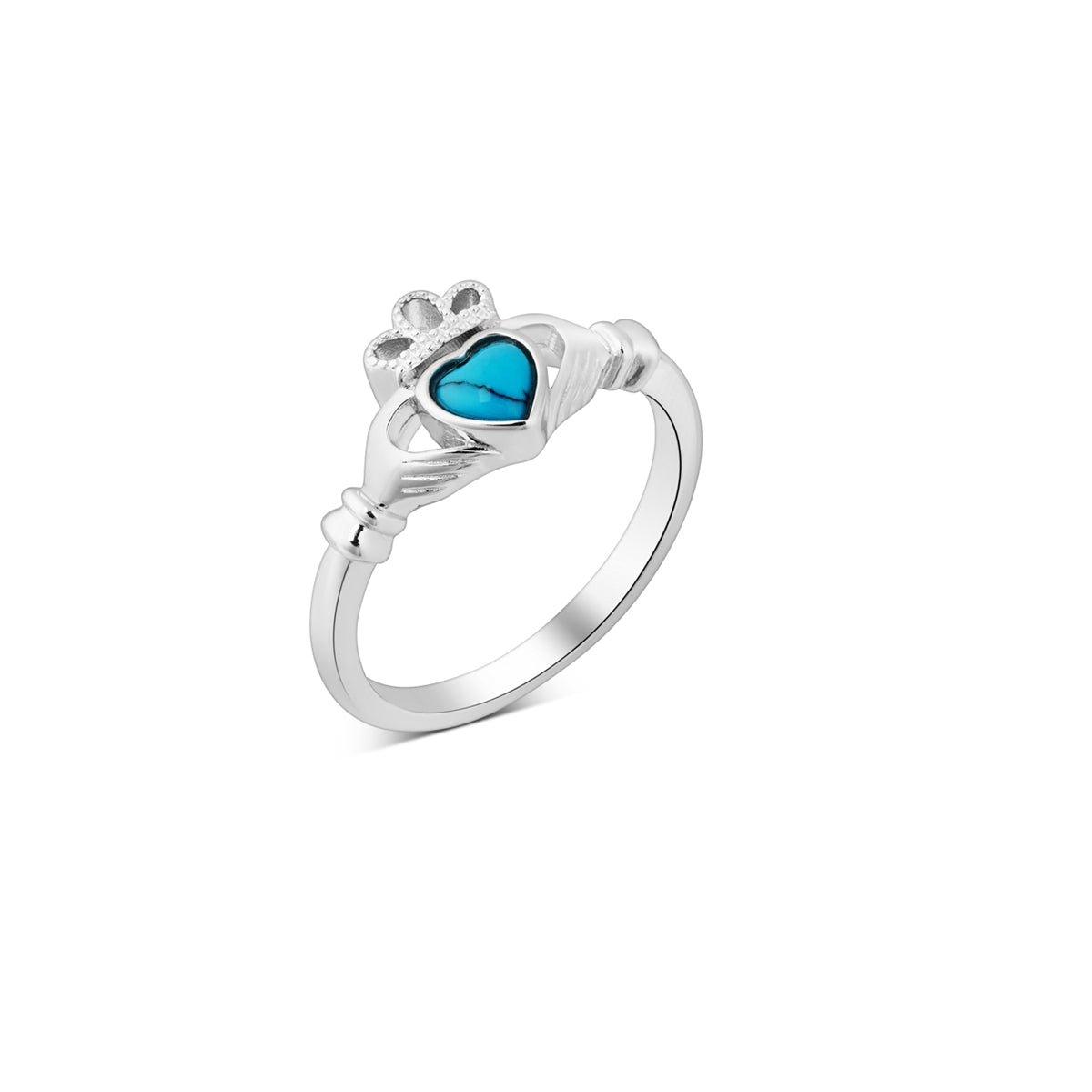 Argento Silver December Turquoise Claddagh Ring