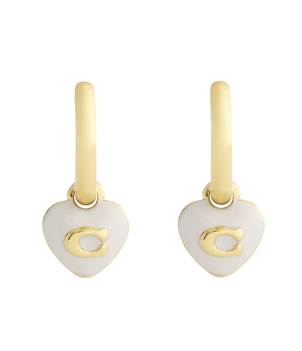 Coach Gold White Enamel Heart Set