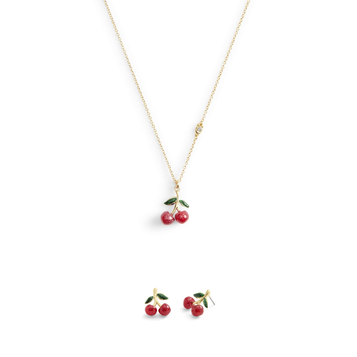 Coach Gold Enamel Green Red Cherry Set