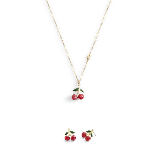 Coach Gold Enamel Green Red Cherry Set