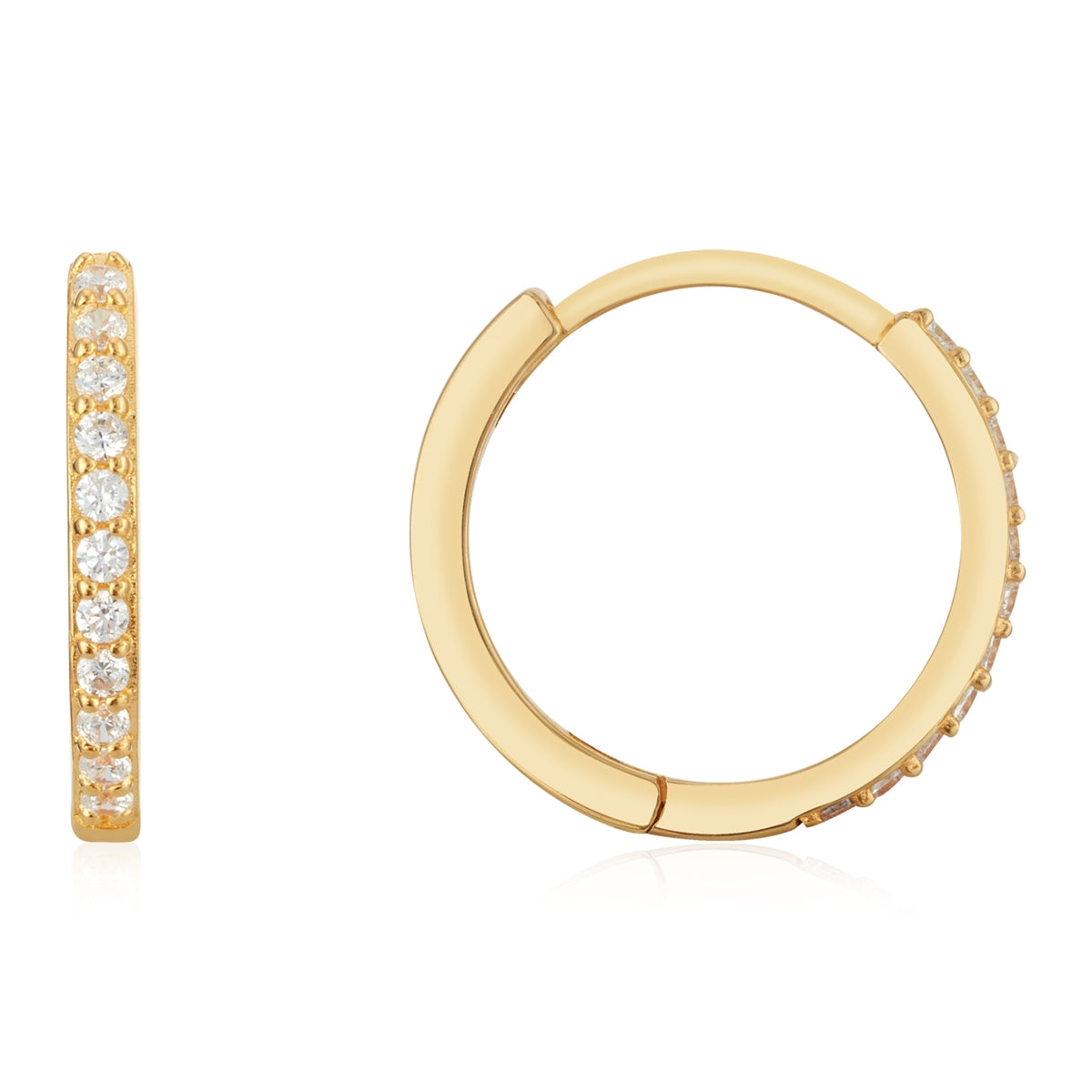 Argento Gold CZ 16mm Hoop Earrings