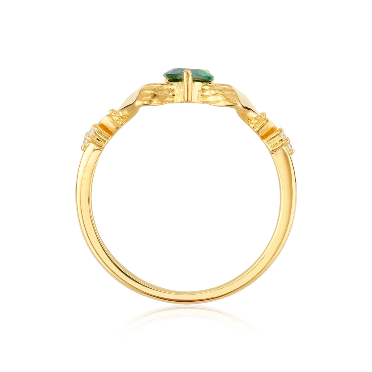 Argento Gold Green Sparkle Claddagh Ring