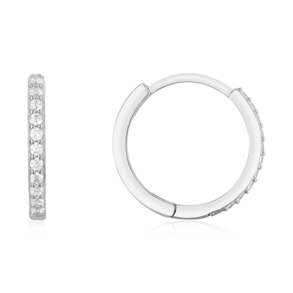 Argento Silver CZ 16mm Hoop Earrings