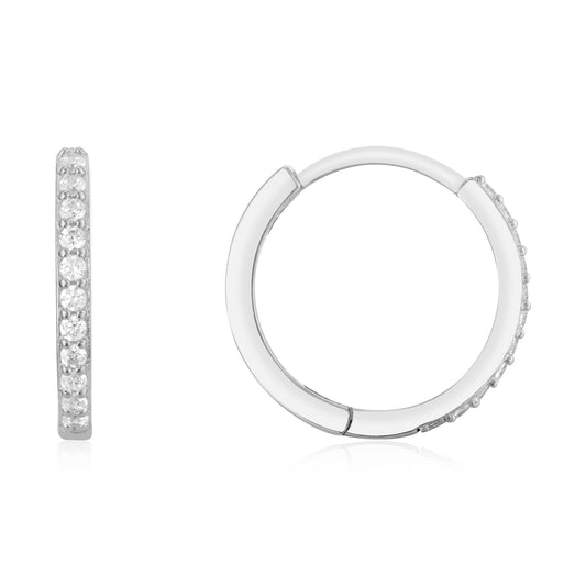 Argento Silver CZ 16mm Hoop Earrings