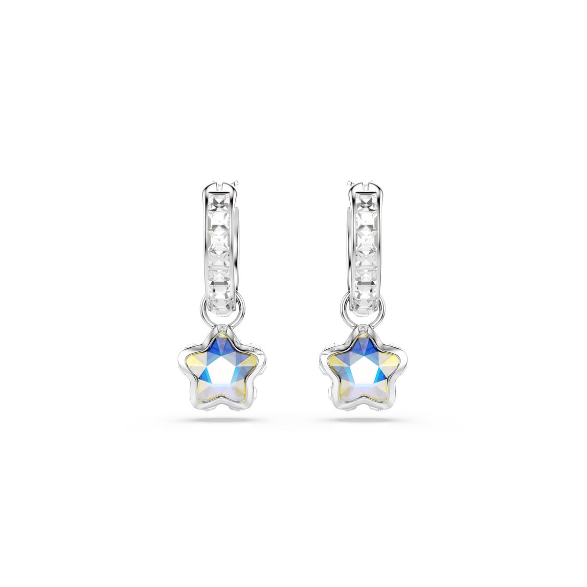 Swarovski Chroma Silver Mixed Cuts Star White Drop Earrings