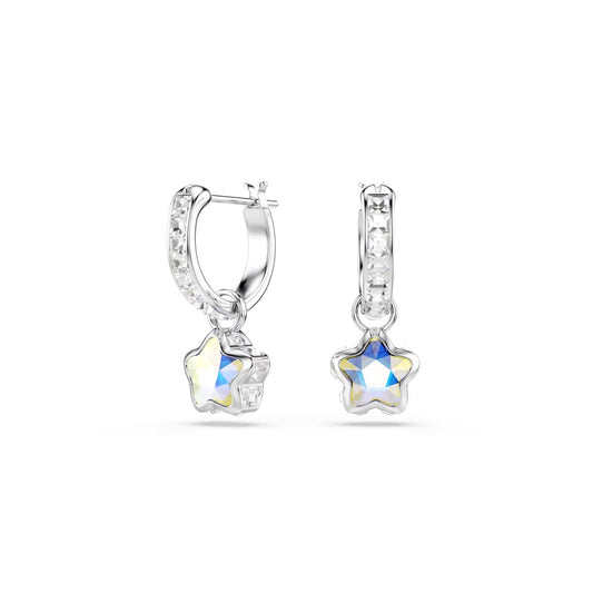 Swarovski Chroma Silver Mixed Cuts Star White Drop Earrings