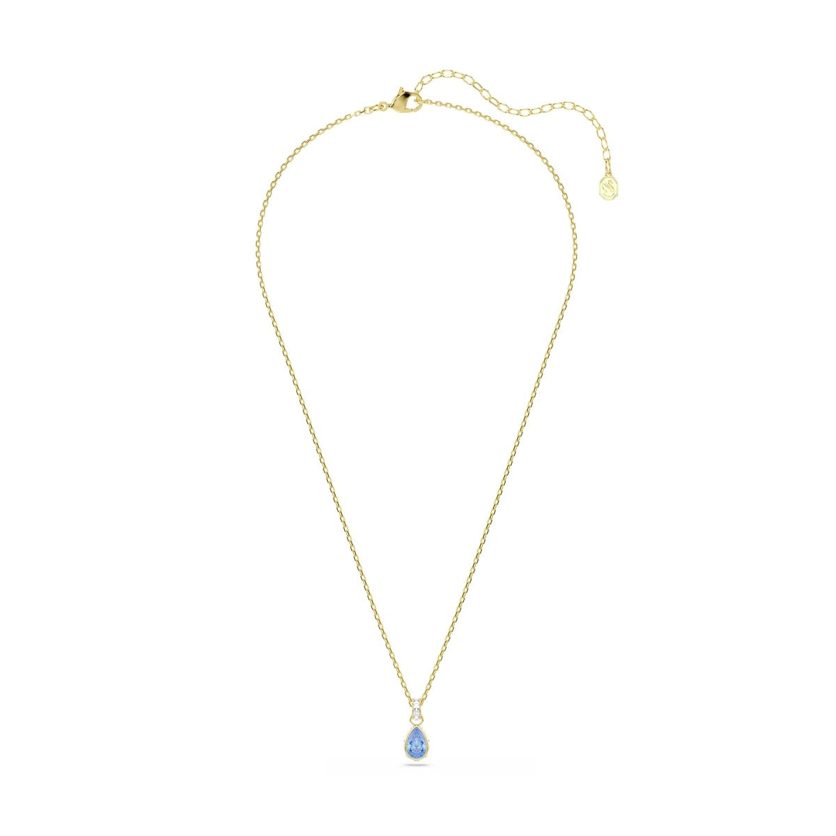 Swarovski Chroma Gold Pear Cut Blue Necklace