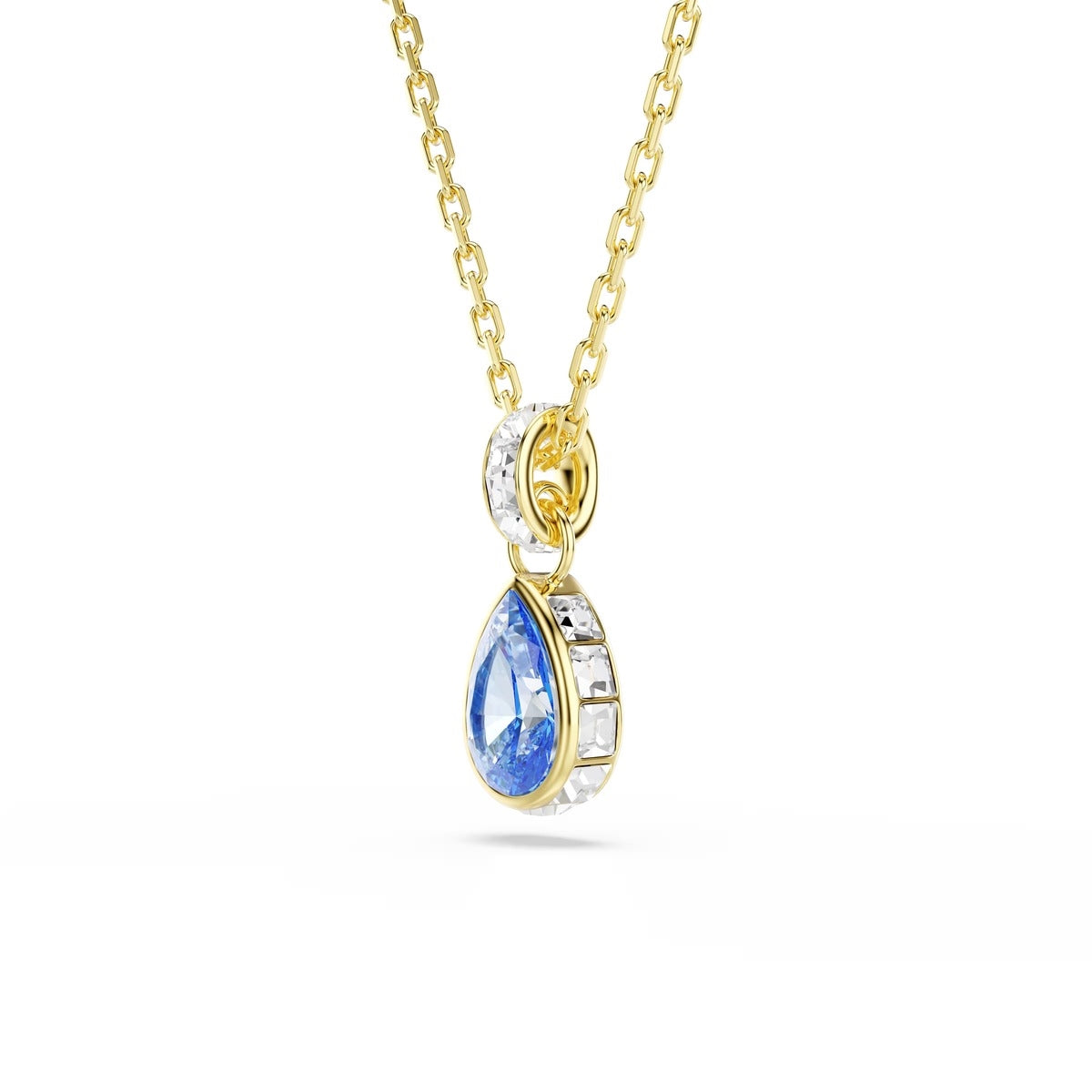 Swarovski Chroma Gold Pear Cut Blue Necklace