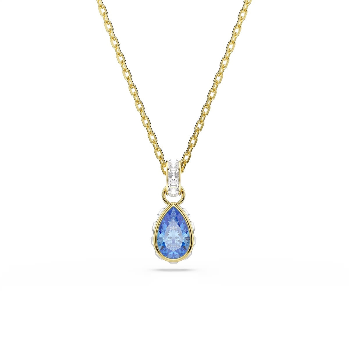 Swarovski Chroma Gold Pear Cut Blue Necklace