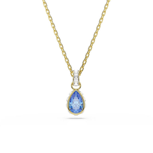 Swarovski Chroma Gold Pear Cut Blue Necklace