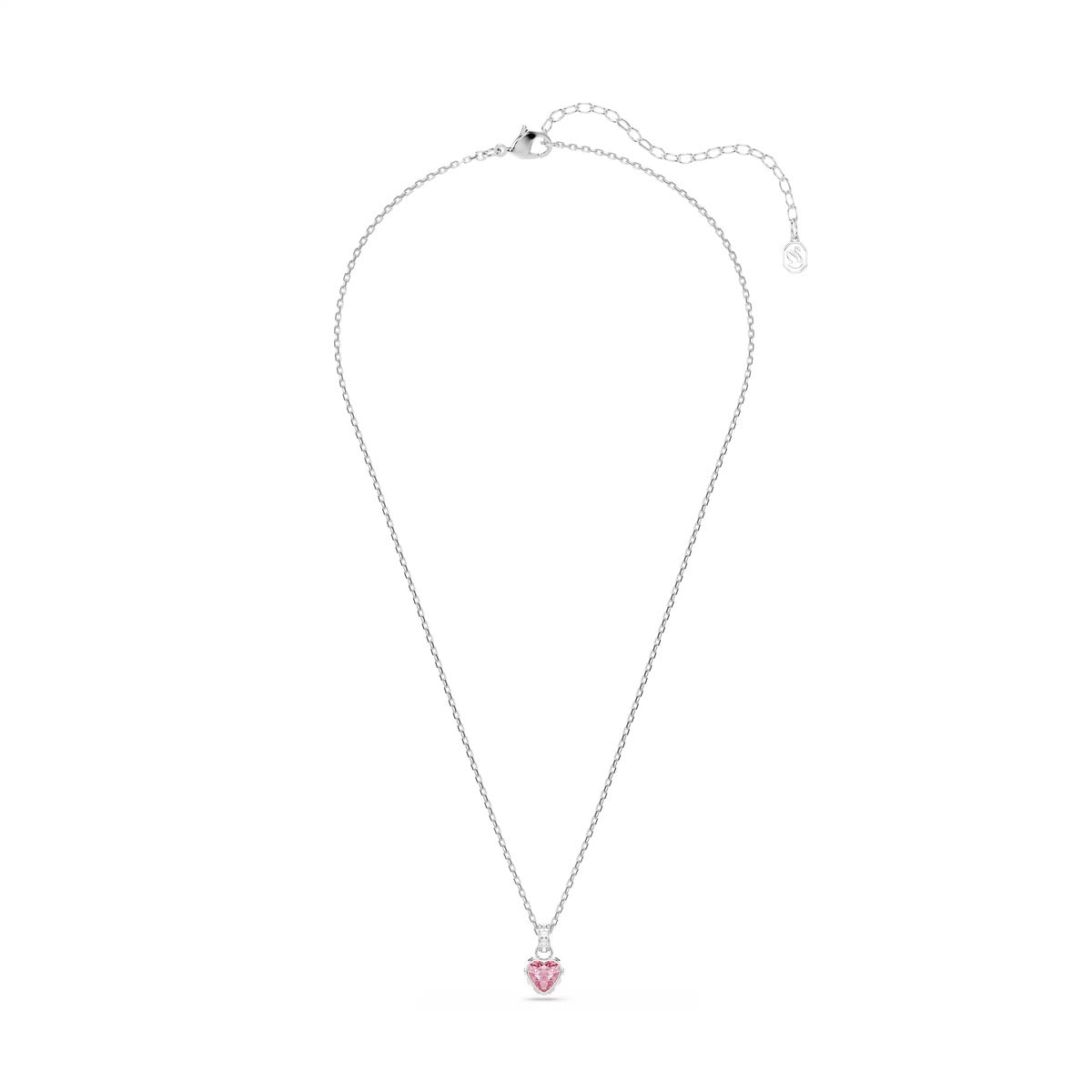 Swarovski Chroma Silver Pink Mixed Cuts Heart Necklace