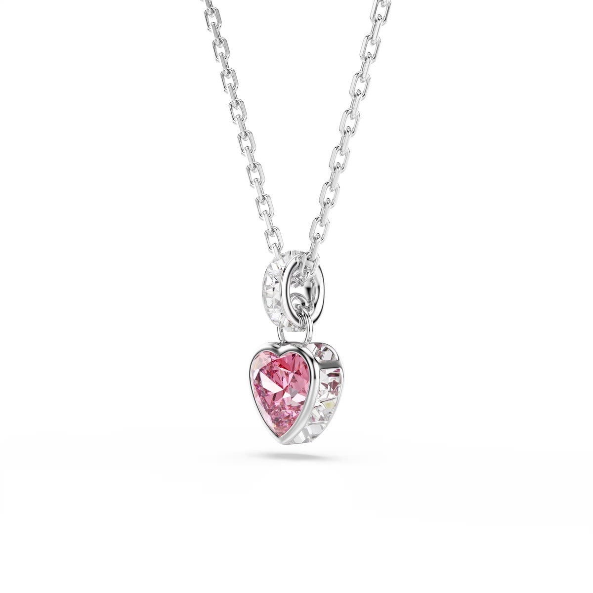 Swarovski Chroma Silver Pink Mixed Cuts Heart Necklace