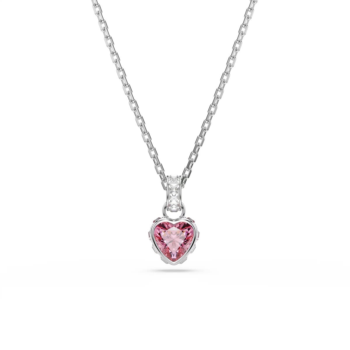Swarovski Chroma Silver Pink Mixed Cuts Heart Necklace