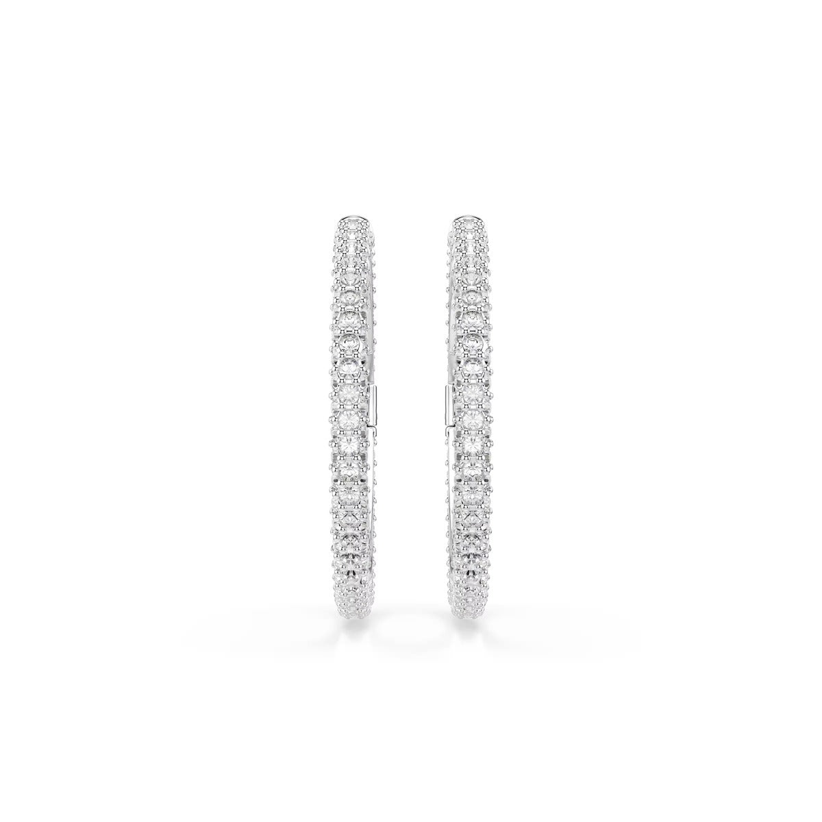 Swarovski Dextera Silver White Round Cut Hoop Earrings