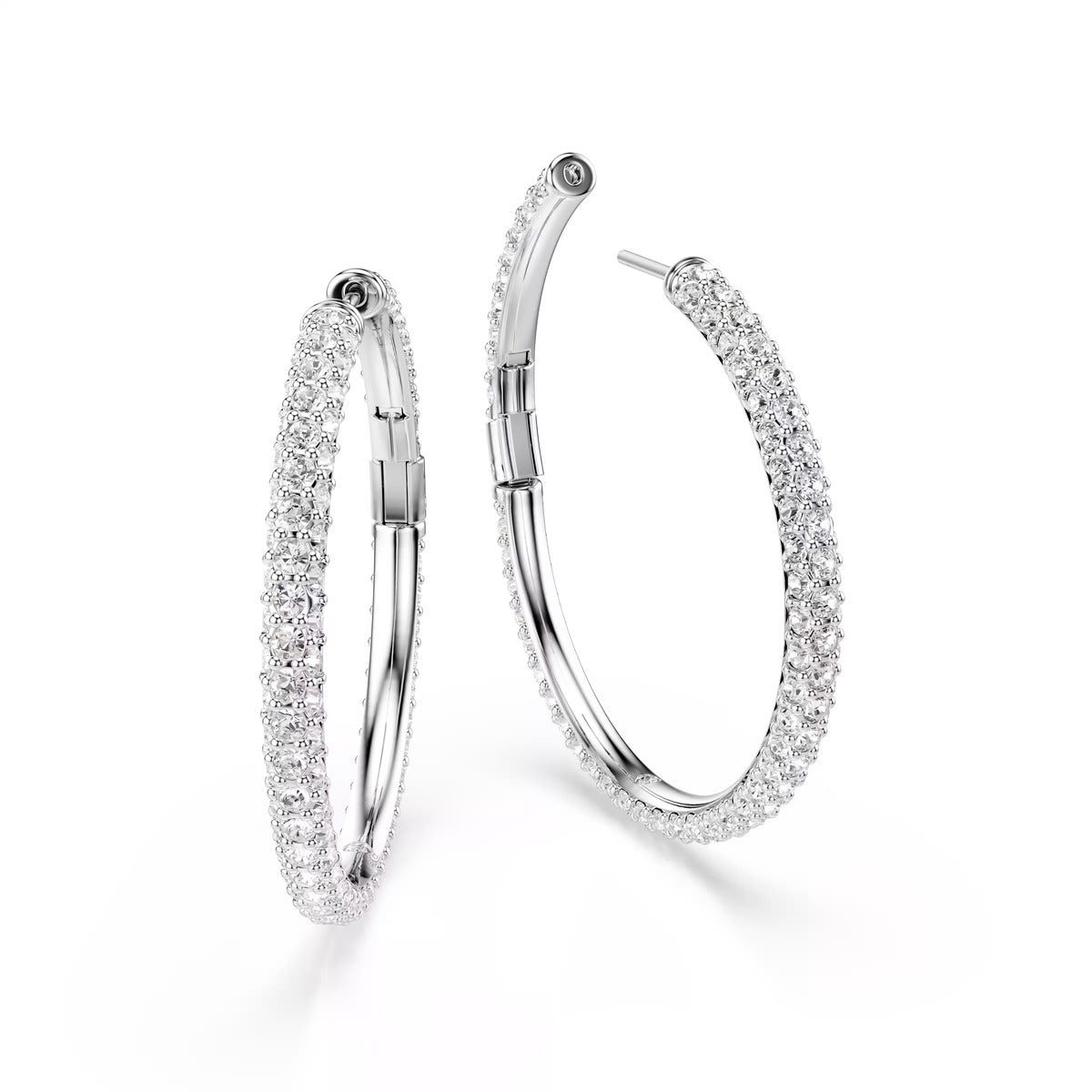 Swarovski Dextera Silver White Round Cut Hoop Earrings