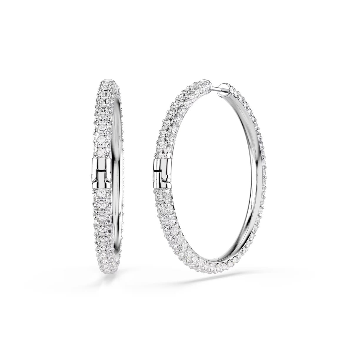 Swarovski Dextera Silver White Round Cut Hoop Earrings
