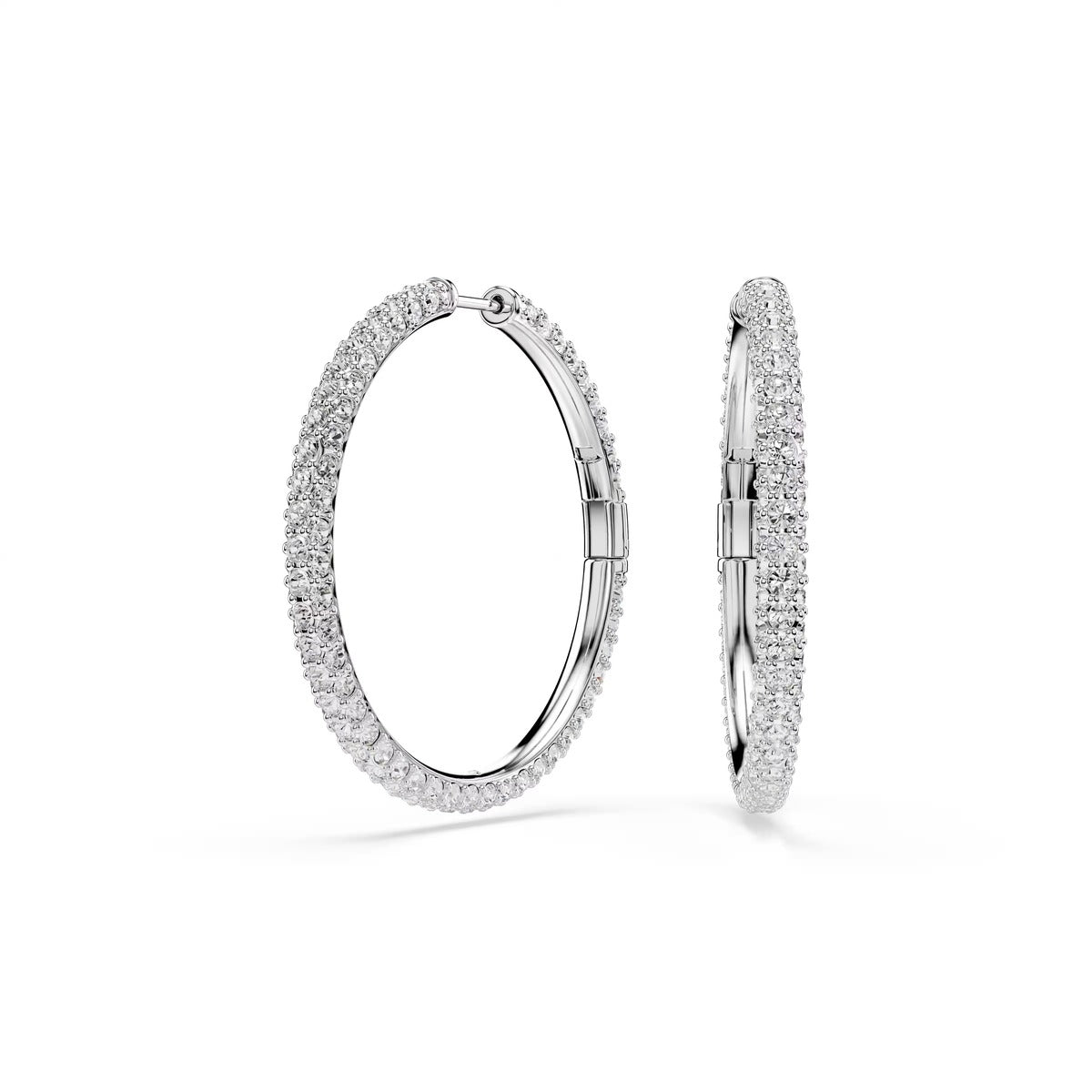 Swarovski Dextera Silver White Round Cut Hoop Earrings