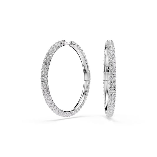 Swarovski Dextera Silver White Round Cut Hoop Earrings