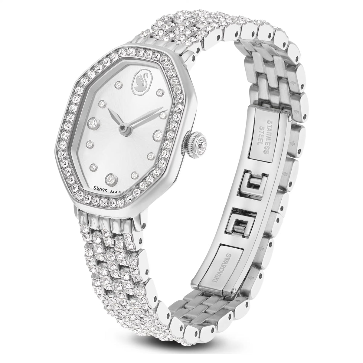 Swarovski Dextera Stainless Steel Swiss Made Metal Bracelet Octagon Watch