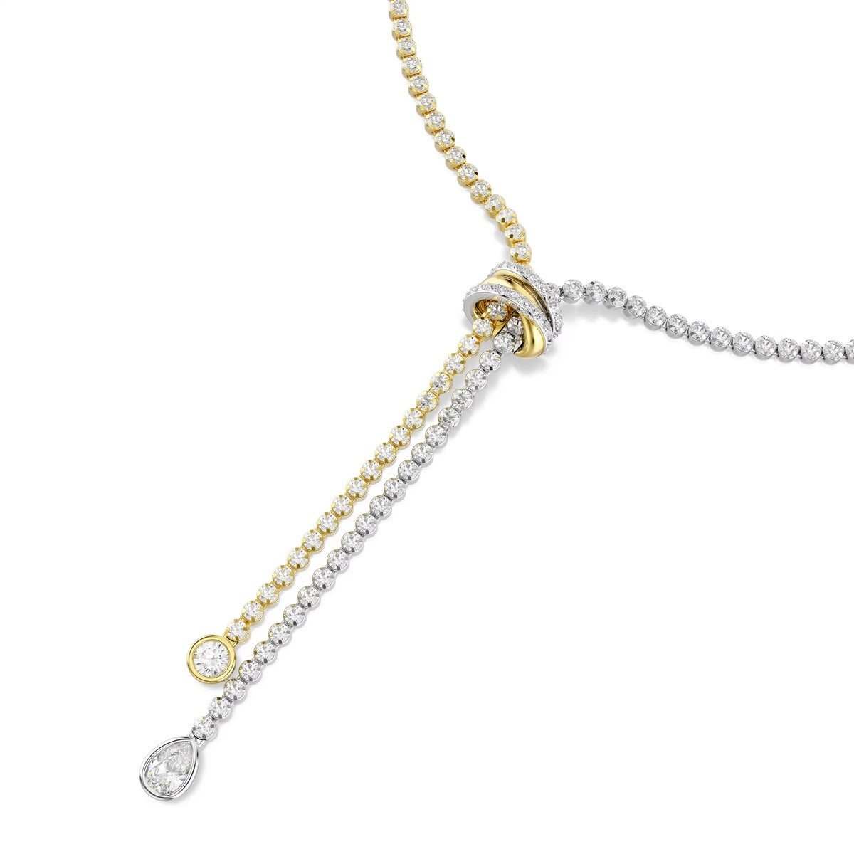 Swarovski Hyperbola Mixed Metal White Round Cut Knot Y Necklace
