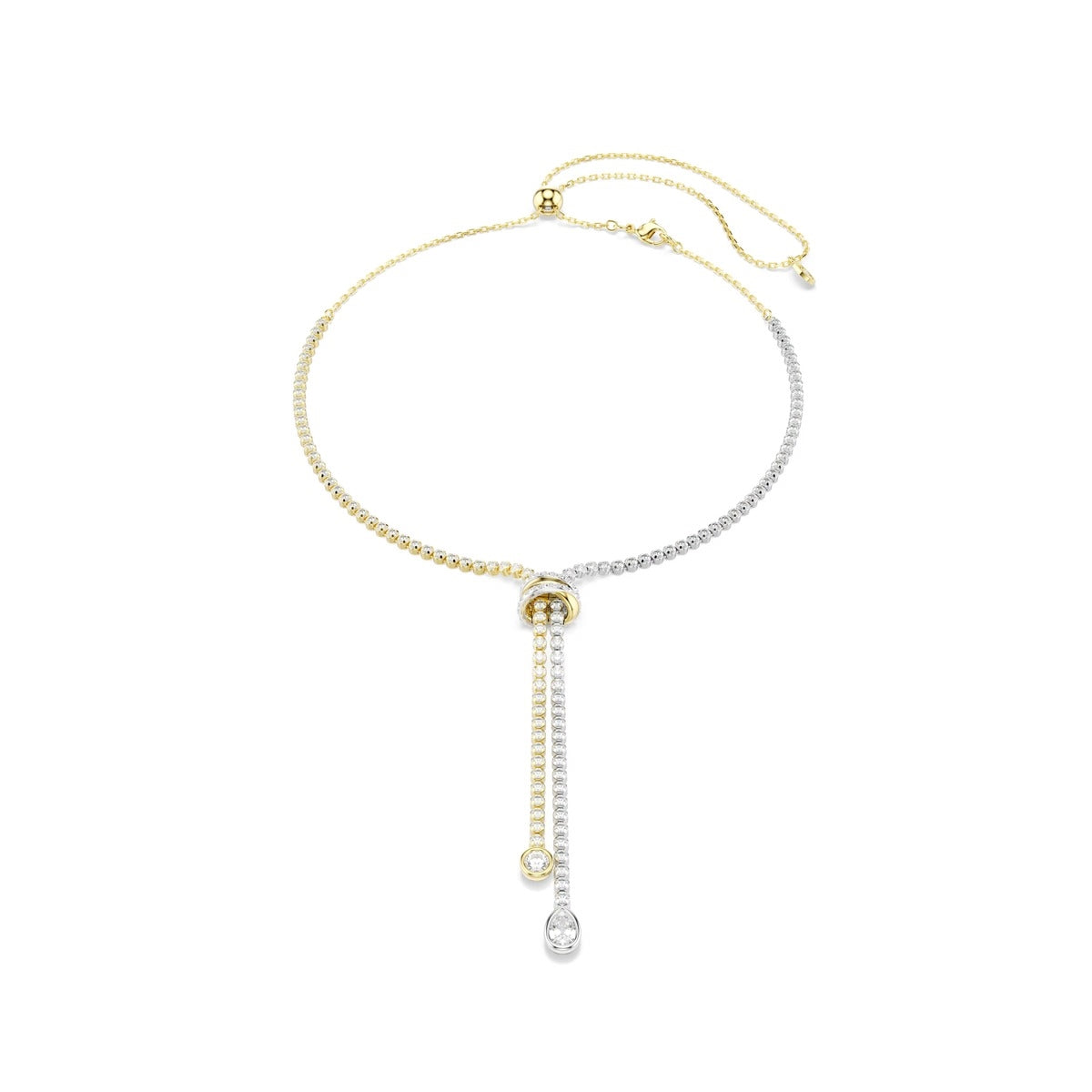Swarovski Hyperbola Mixed Metal White Round Cut Knot Y Necklace