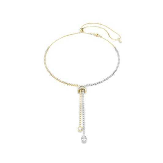 Swarovski Hyperbola Mixed Metal White Round Cut Knot Y Necklace