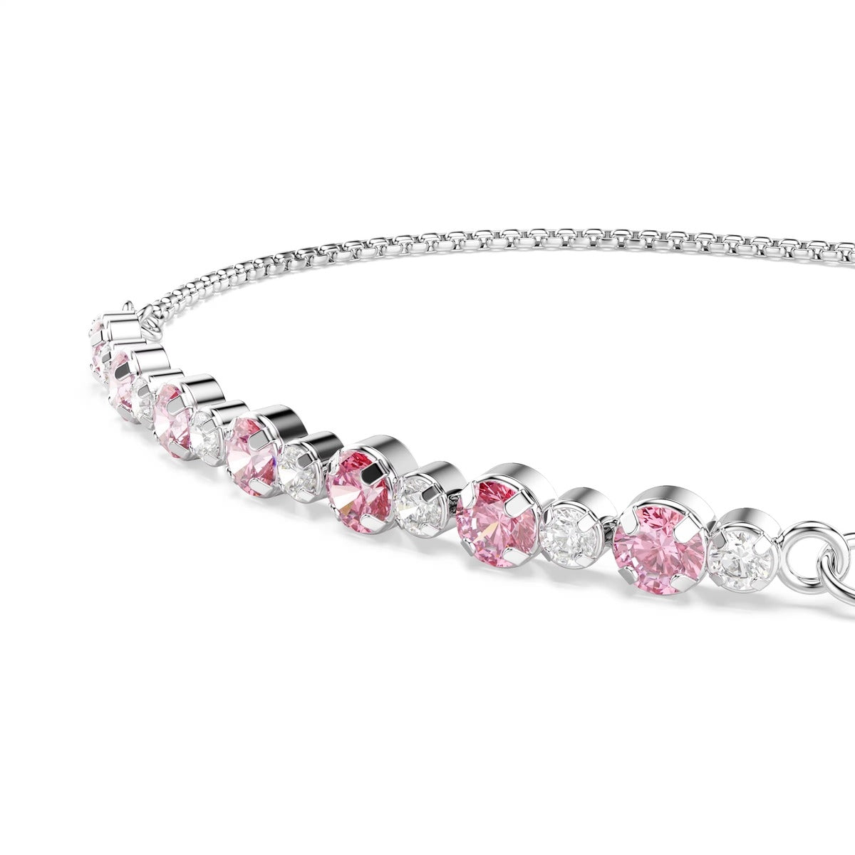 Swarovski Matrix Silver Pink Round Cut Bracelet
