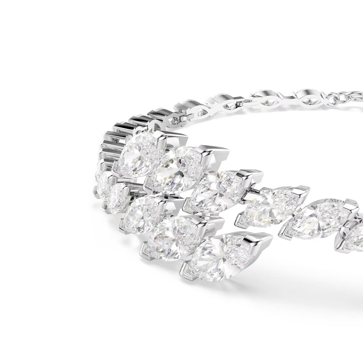 Swarovski Mesmera Silver White Marquise Cut Overlap Bracelet