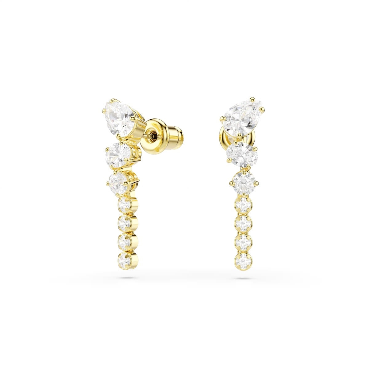 Swarovski Mesmera Gold Mixed Cuts White Drop Earrings