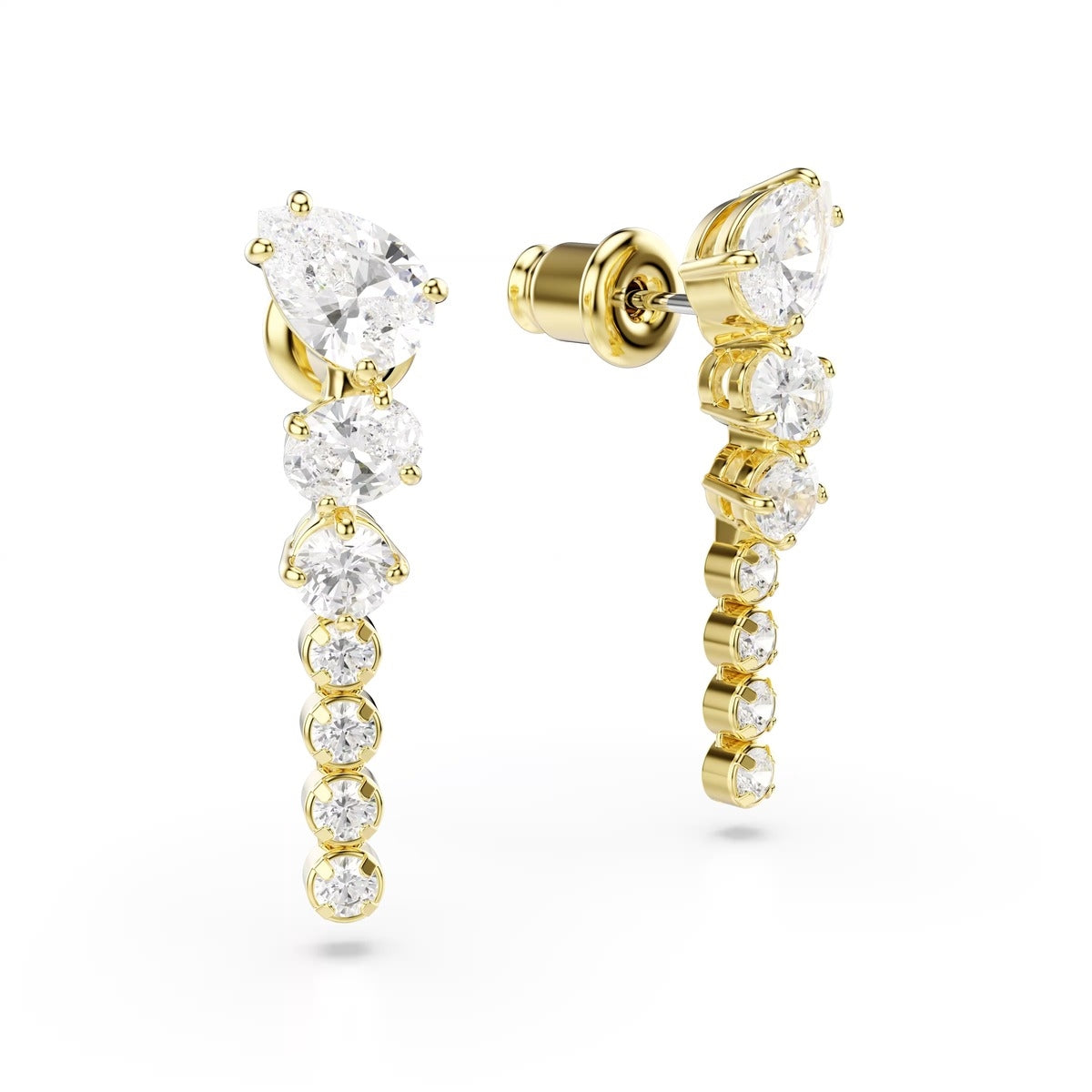 Swarovski Mesmera Gold Mixed Cuts White Drop Earrings
