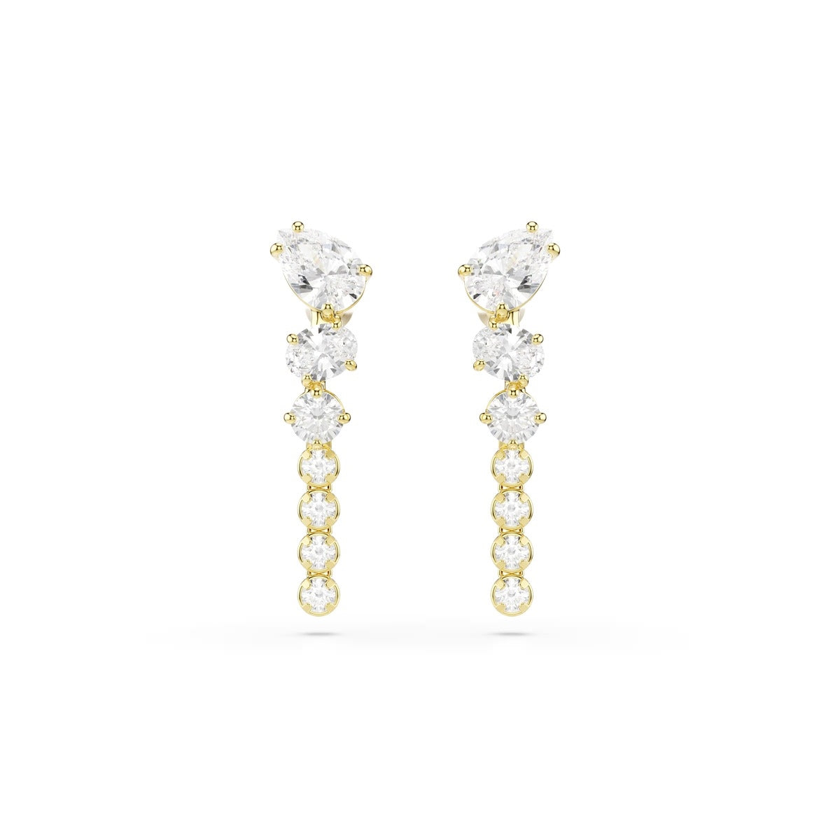Swarovski Mesmera Gold Mixed Cuts White Drop Earrings