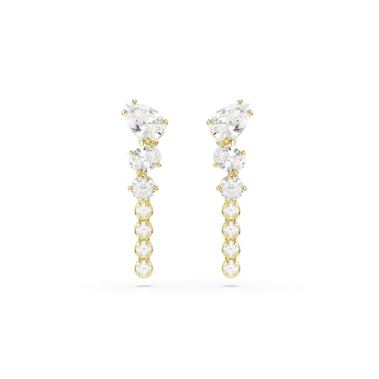 Swarovski Mesmera Gold Mixed Cuts White Drop Earrings