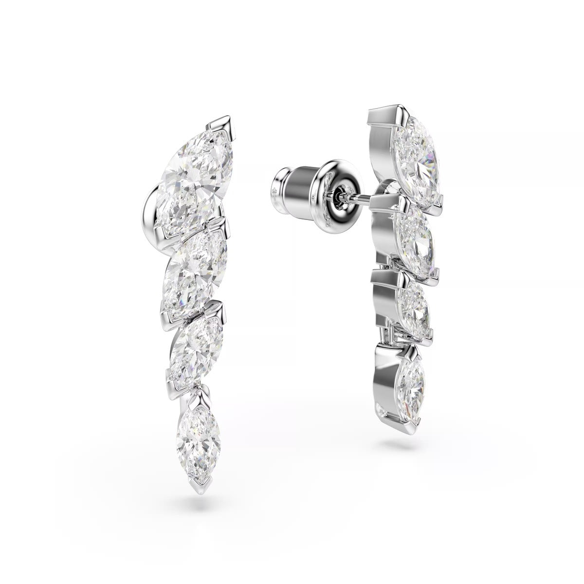 Swarovski Mesmera Silver White Marquise Cut Drop Earrings