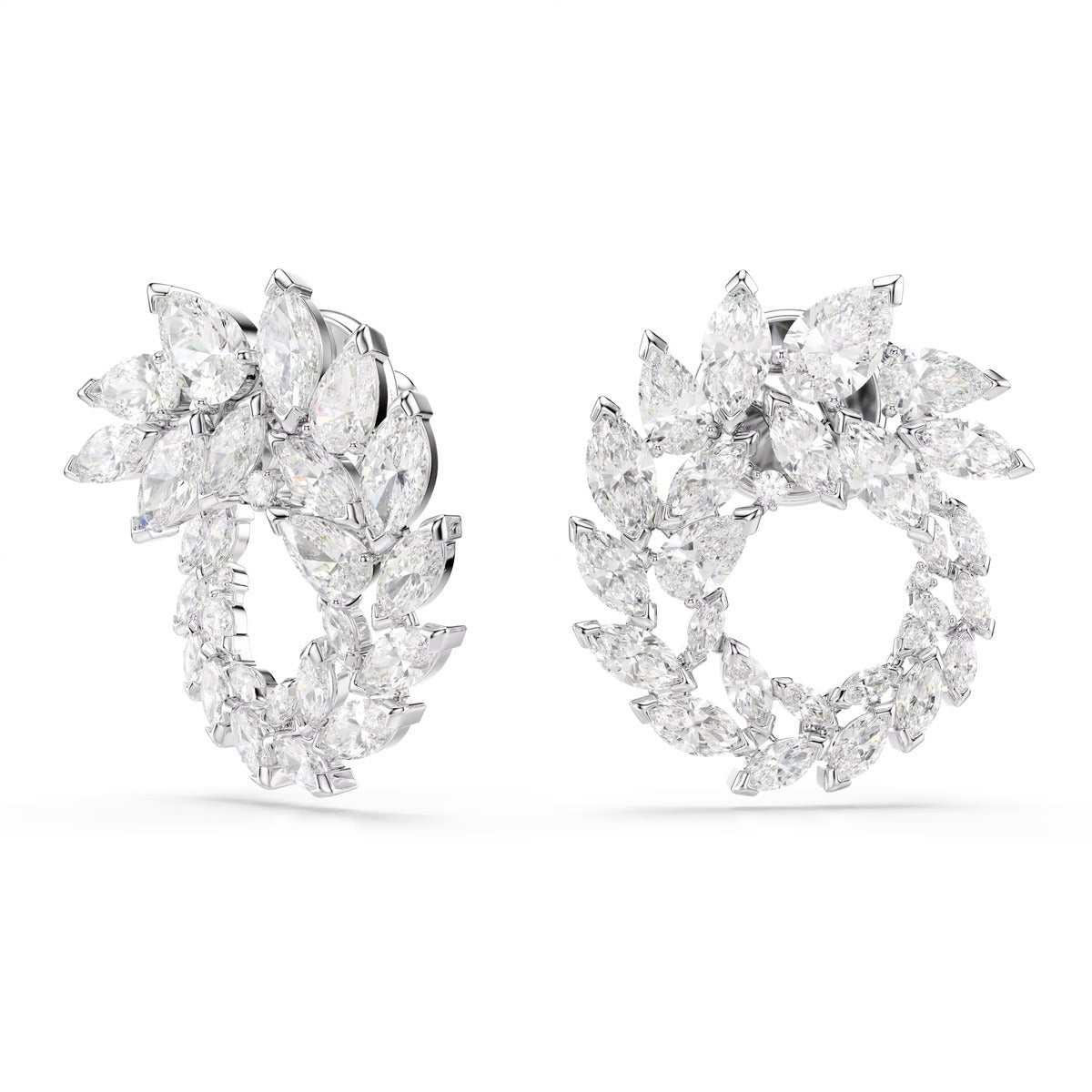 Swarovski Mesmera Silver White Marquise Cut Hoop Earrings