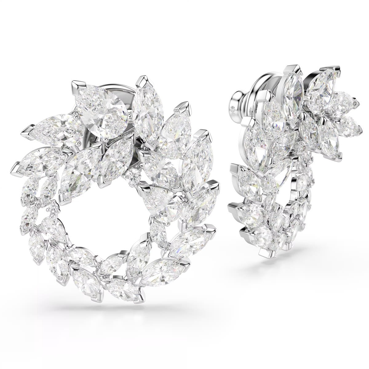 Swarovski Mesmera Silver White Marquise Cut Hoop Earrings