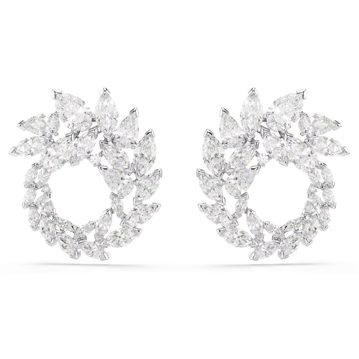 Swarovski Mesmera Silver White Marquise Cut Hoop Earrings