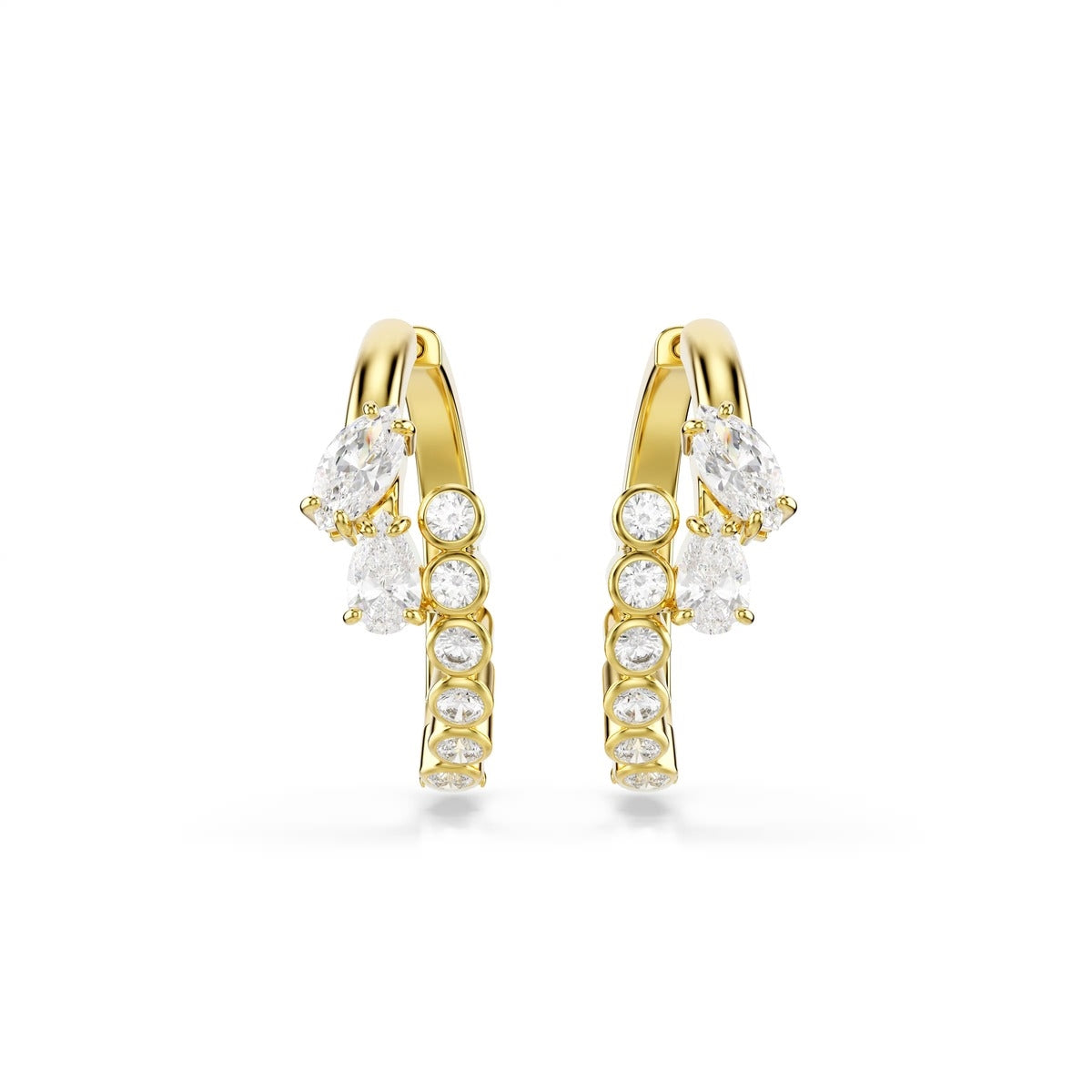 Swarovski Mesmera Gold White Mixed Cuts Hoop Earrings