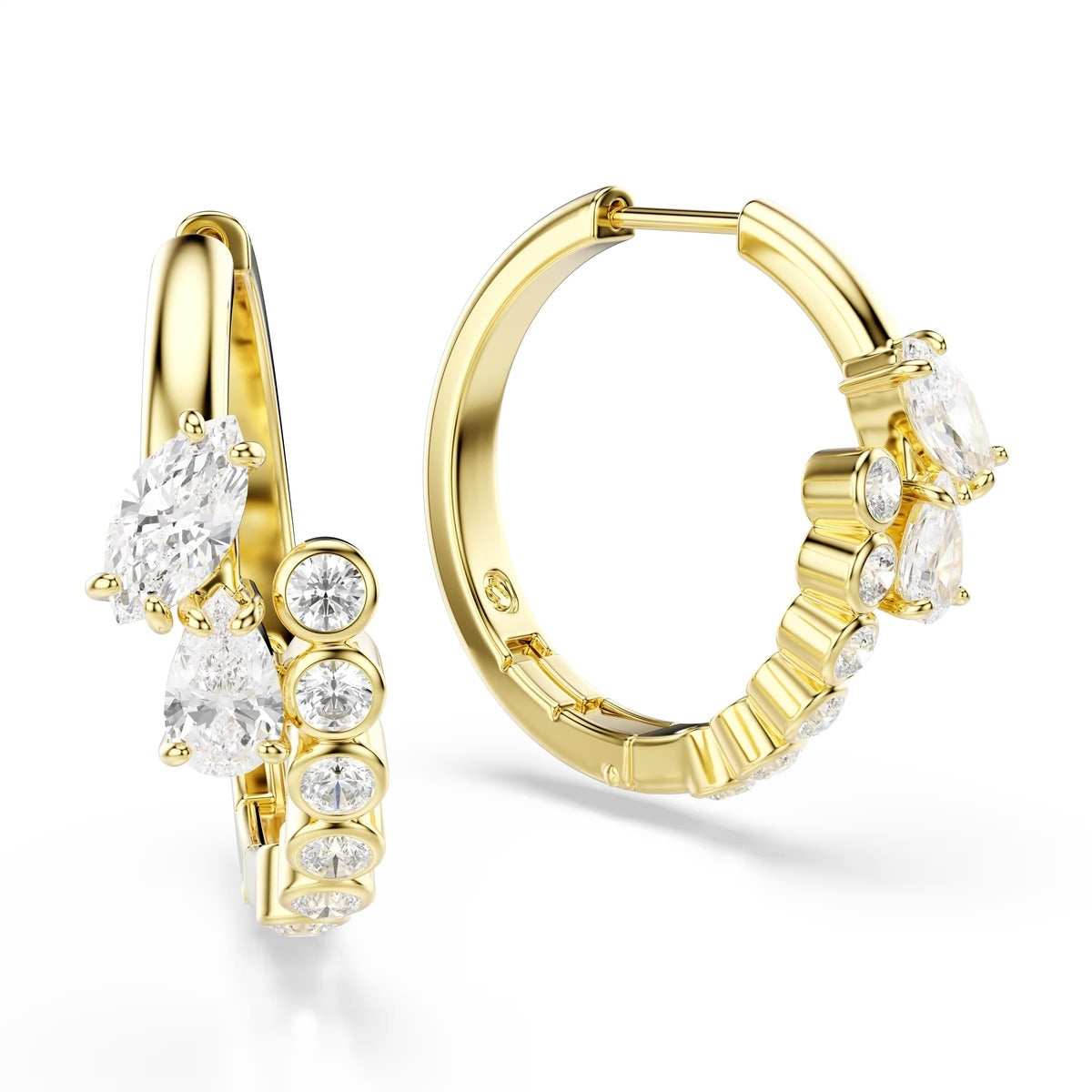 Swarovski Mesmera Gold White Mixed Cuts Hoop Earrings