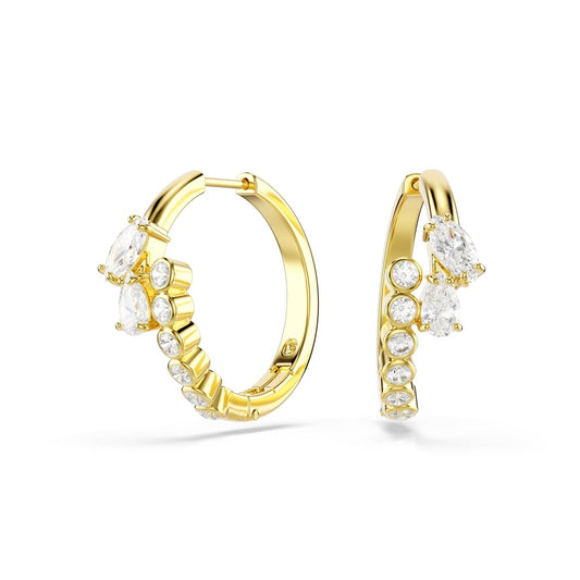 Swarovski Mesmera Gold White Mixed Cuts Hoop Earrings