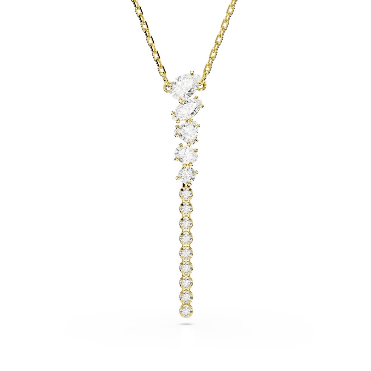 Swarovski Mesmera Gold White Mixed Cuts Y Necklace