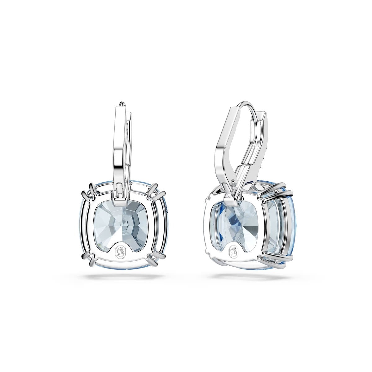 Swarovski Millenia Silver Cushion Cut Blue Drop Earrings