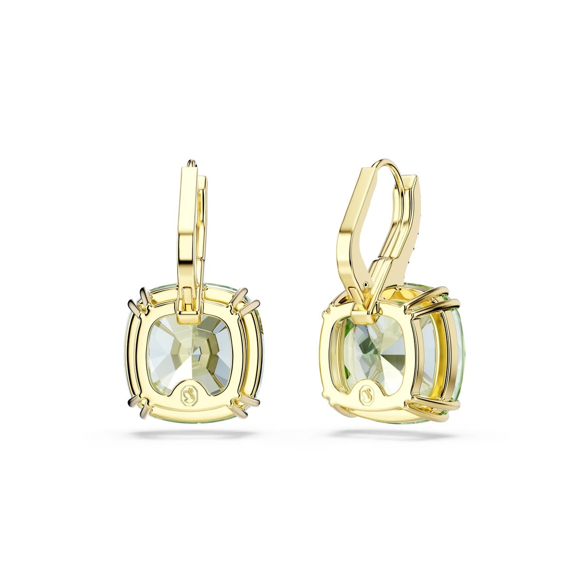 Swarovski Millenia Gold Cushion Cut Green Drop Earrings