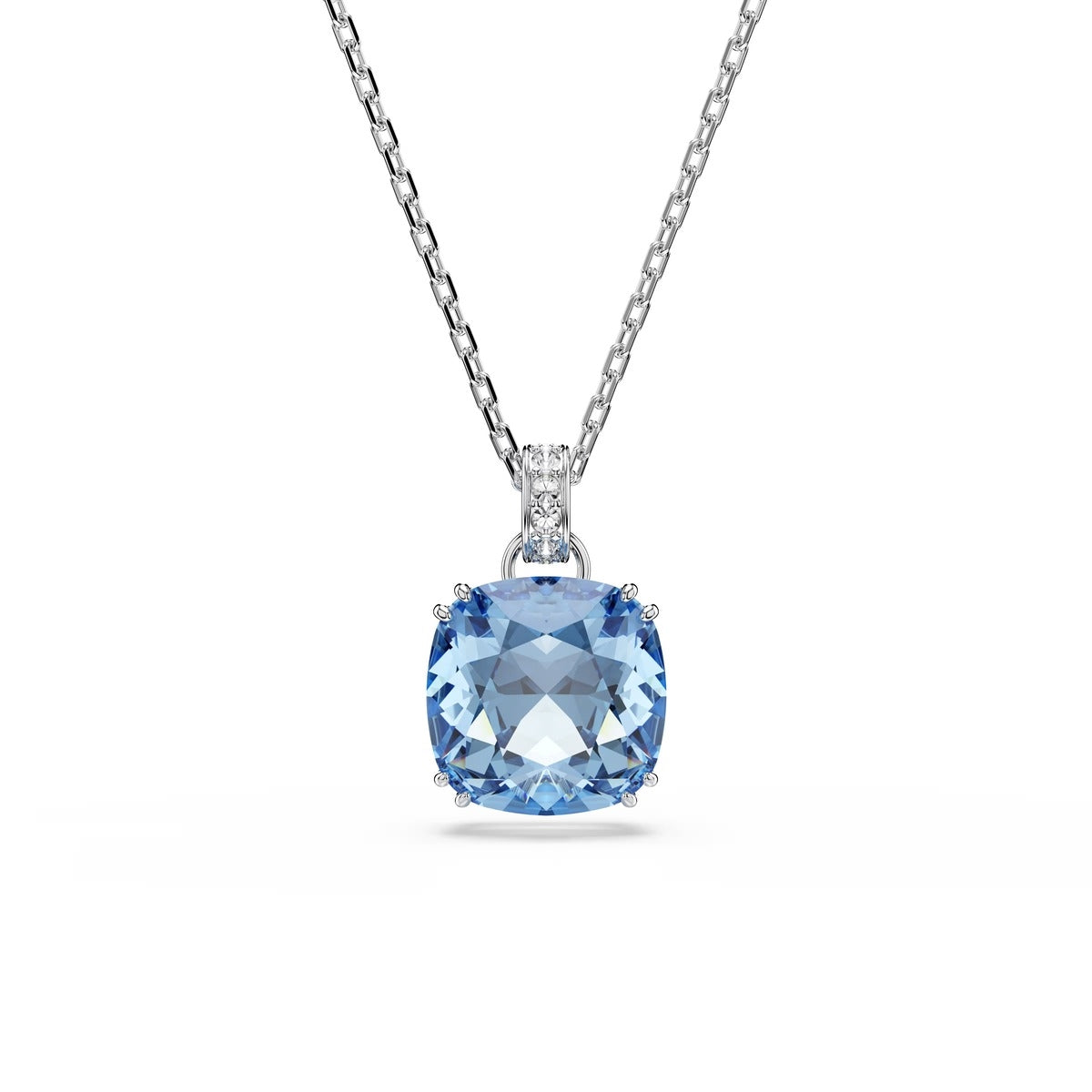 Swarovski Millenia Silver Blue Cushion Cut Necklace