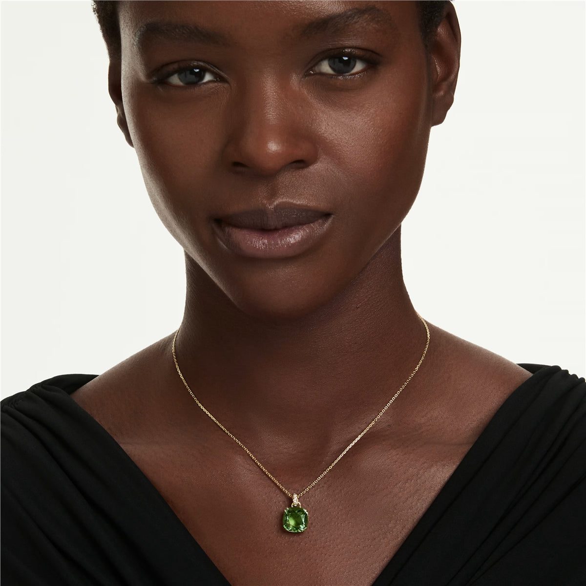 Swarovski Millenia Gold Cushion Cut Green Necklace