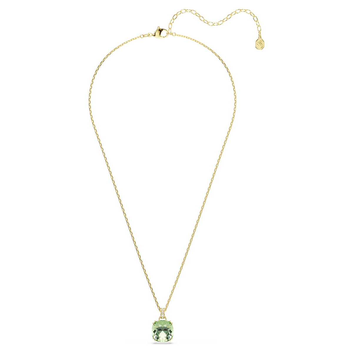Swarovski Millenia Gold Cushion Cut Green Necklace