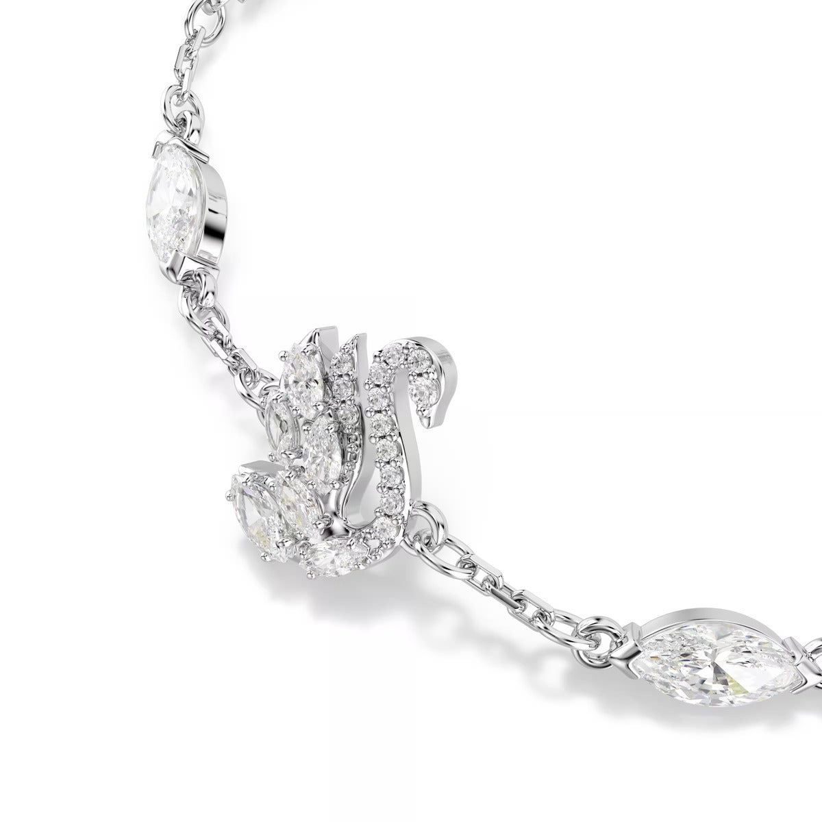 Swarovski Swan Silver White Mixed Cuts Swan White Bracelet