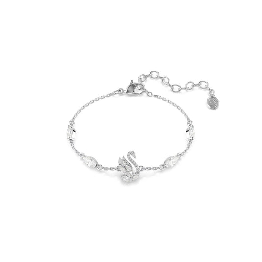 Swarovski Swan Silver White Mixed Cuts Swan White Bracelet