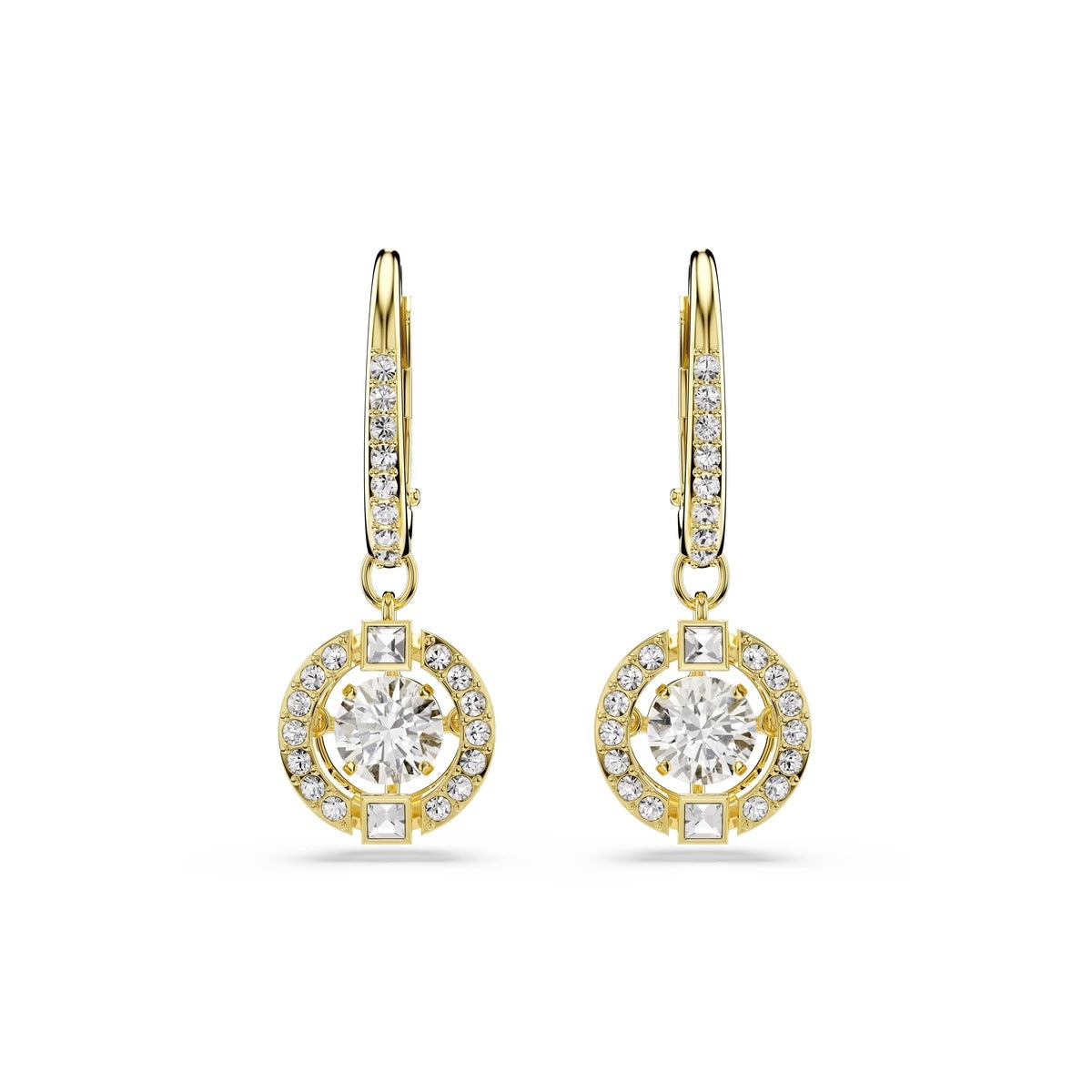 Swarovski Una Angelic Gold Round Cut White Drop Earrings