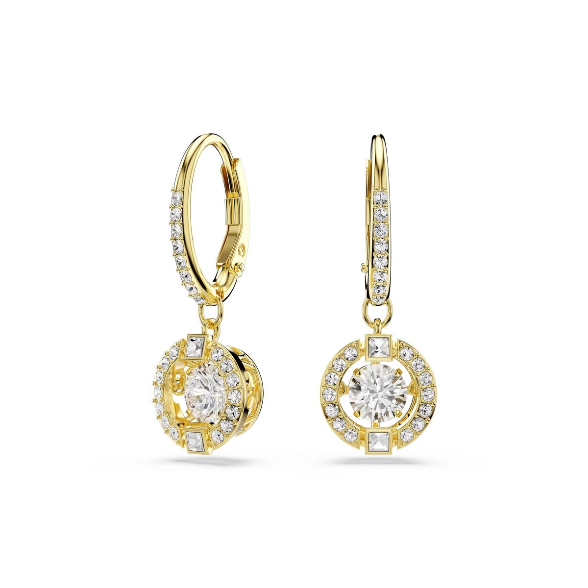 Swarovski Una Angelic Gold Round Cut White Drop Earrings